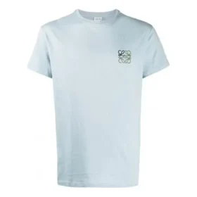 Men”S Loewe Anagram Classic Embroidered Cotton Round Neck Short Sleeve Light Blue H6109230Cr-6410