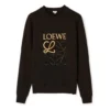 Men”S Loewe Anagram Cotton Round Neck Alphabet Embroidered Sports Classic Black H526341Xa1-1100