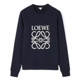 Men”S Loewe Anagram Logo Embroidered Cotton Pullover Navy Blue H526341Xa1-5110 Men”S Loewe Anagram Logo Embroidered Cotton Pullover Navy Blue H526341Xa1-5110
