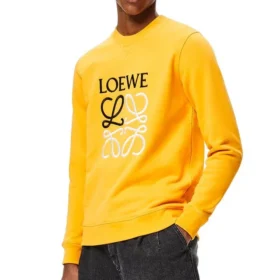 Men”S Loewe Anagram Logo Embroidered Cotton Pullover Orange H526341Xa1-9100 Men”S Loewe Anagram Logo Embroidered Cotton Pullover Orange H526341Xa1-9100