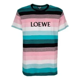 Men”S Loewe Cotton Stripe Embroidered Logo Short Sleeve H6109950Pc-9990