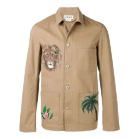 Men”S Loewe Printing Jacket Brown H2198210Ib-2140