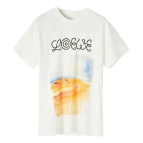 Men”S Loewe Printing Short Sleeve White H6299980Pc-2100