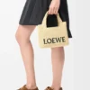 Mini Loewe Font Tote in Raffia Mini Loewe Font Tote in Raffia