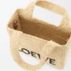 Mini Loewe Font Tote in Raffia Mini Loewe Font Tote in Raffia