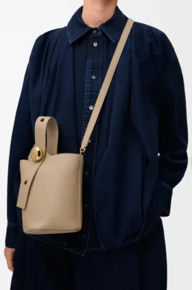 Mini Pebble Bucket Bag in Soft Grained Calfskin