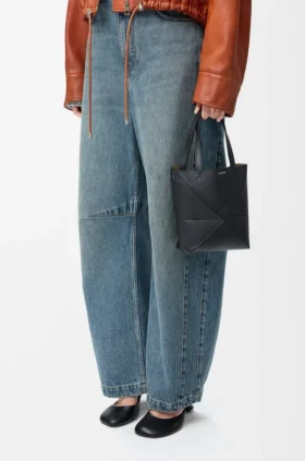 Mini Puzzle Fold Tote in Shiny Calfskin
