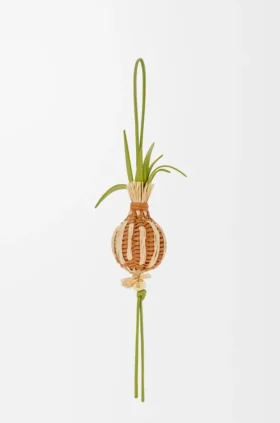 Onion Sprout Charm in Classic Calfskin and Raffia