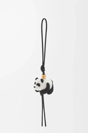 Panda Charm in Felt and Calfskin