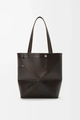 Panta Medium Puzzle Fold Tote in Shiny Calfskin