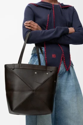 Panta Medium Puzzle Fold Tote in Shiny Calfskin