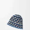 Patch Crochet Bucket Hat in Raffia and Calfskin