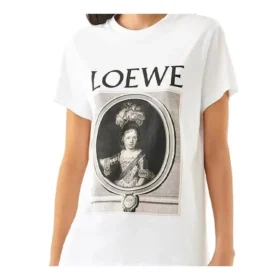 Pattern Printing Round Neck Short Sleeve White S6109660Pc-2103