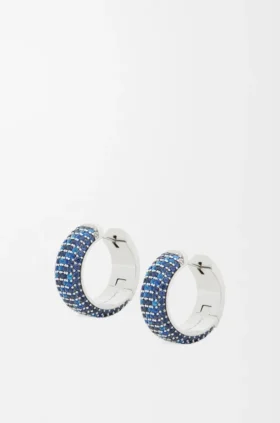 Pavé Hoop Earrings in Sterling Silver and Crystals