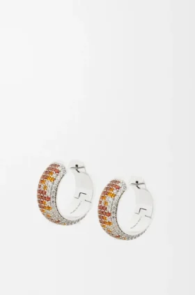 Pavé Hoop Earrings in Sterling Silver and Crystals