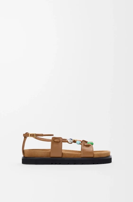 Pebble Beads Fussbett Sandal in Nappa Lambskin Pebble Beads Fussbett Sandal in Nappa Lambskin