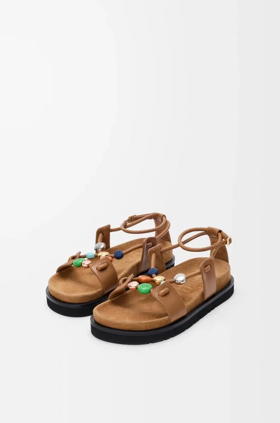 Pebble Beads Fussbett Sandal in Nappa Lambskin Pebble Beads Fussbett Sandal in Nappa Lambskin