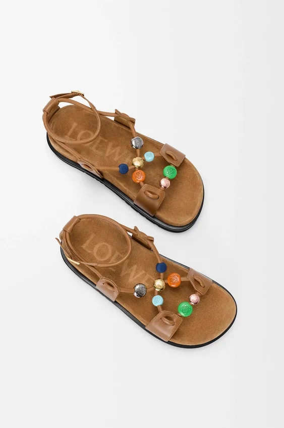 Pebble Beads Fussbett Sandal in Nappa Lambskin Pebble Beads Fussbett Sandal in Nappa Lambskin