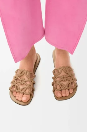 Petal Anagram Slide in Calfskin