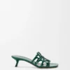 Petal Anagram Slide in Croc-Embossed Calfskin