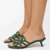 Petal Anagram Slide in Croc-Embossed Calfskin