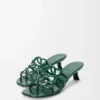 Petal Anagram Slide in Croc-Embossed Calfskin