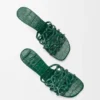 Petal Anagram Slide in Croc-Embossed Calfskin
