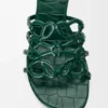 Petal Anagram Slide in Croc-Embossed Calfskin