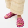 Petal Anagram Slide in Embroidered Canvas