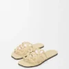 Petal Anagram Slide in Rhinestone-Embellished Suede