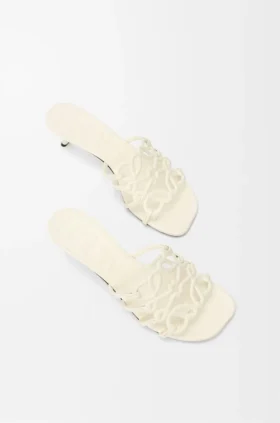 Petal Anagram Slide in Soft Calfskin