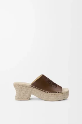 Petal Espadrille Platform Slide in Vegetable-Tanned Calfskin