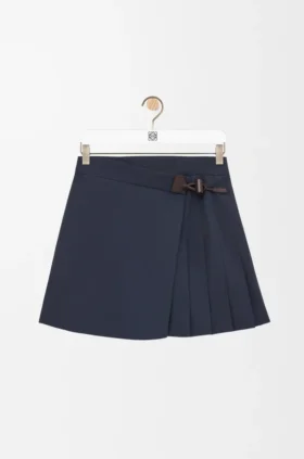 Pleated Mini Skirt in Cotton Blend