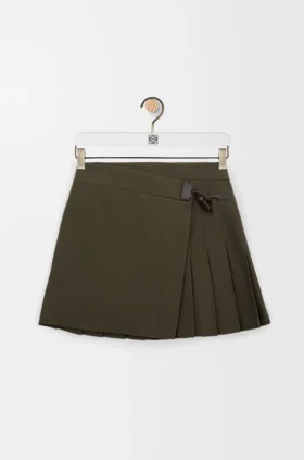 Pleated Mini Skirt in Cotton Blend