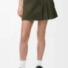 Pleated Mini Skirt in Suede Lambskin