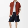 Pleated Shorts in Cotton and Linen Pleated Shorts in Cotton and Linen