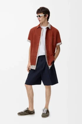 Pleated Shorts in Cotton and Linen