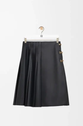 Pleated Skirt in Nappa Lambskin