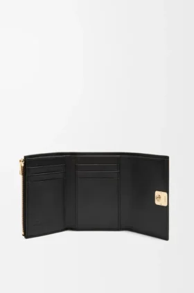 Puffer Anagram Small Vertical Wallet in Shiny Nappa Calfskin