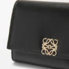 Puffer Anagram Small Vertical Wallet in Shiny Nappa Calfskin