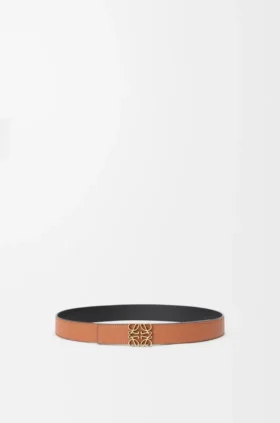 Reversible Anagram Belt in Smooth Calfskin and Soft Grained Calfskin