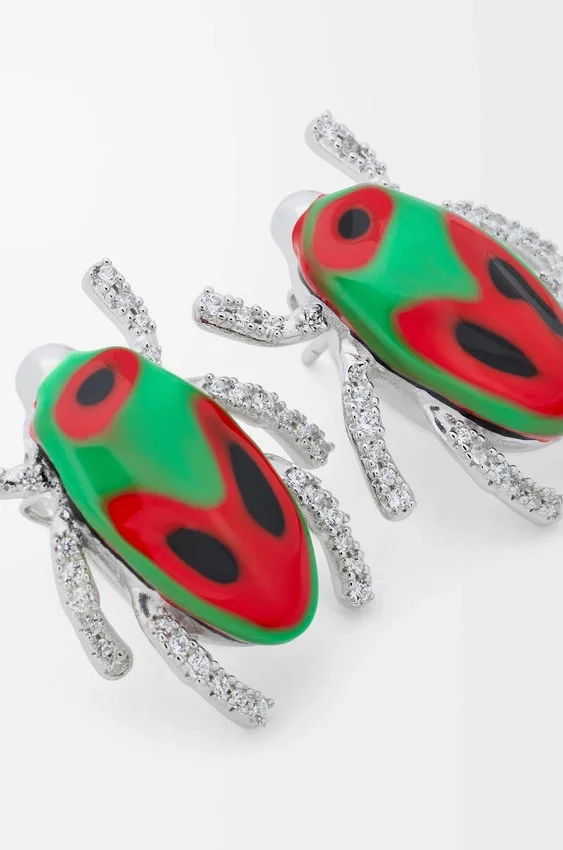 Scarabeo Earrings in Sterling Silver, Enamel and Crystal Scarabeo Earrings in Sterling Silver, Enamel and Crystal
