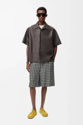 Short Sleeve Shirt in Nappa Lambskin