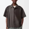 Short Sleeve Shirt in Nappa Lambskin