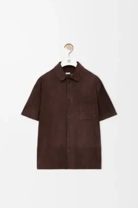 Short Sleeve Shirt in Suede Goatskin