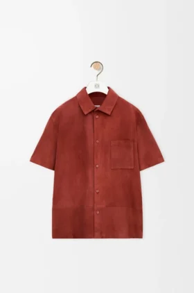 Short Sleeve Shirt in Suede Goatskin