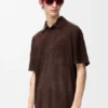 Short Sleeve Shirt in Suede Goatskin