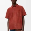 Short Sleeve Shirt in Suede Goatskin