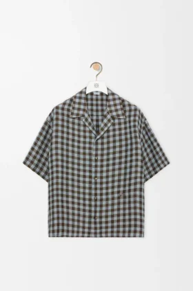 Short Sleeve Shirt in Viscose and Linen Blend