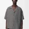 Short Sleeve Shirt in Viscose and Linen Blend
